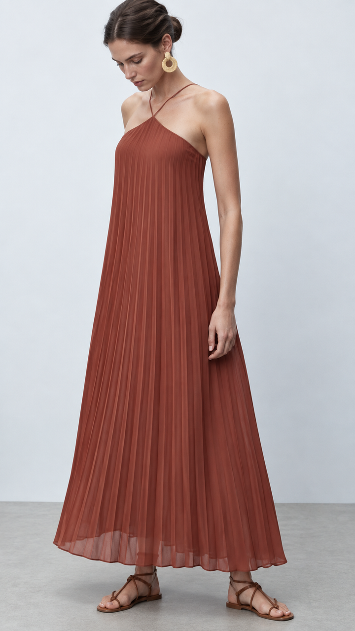 Solenne Pleated Maxi Dres