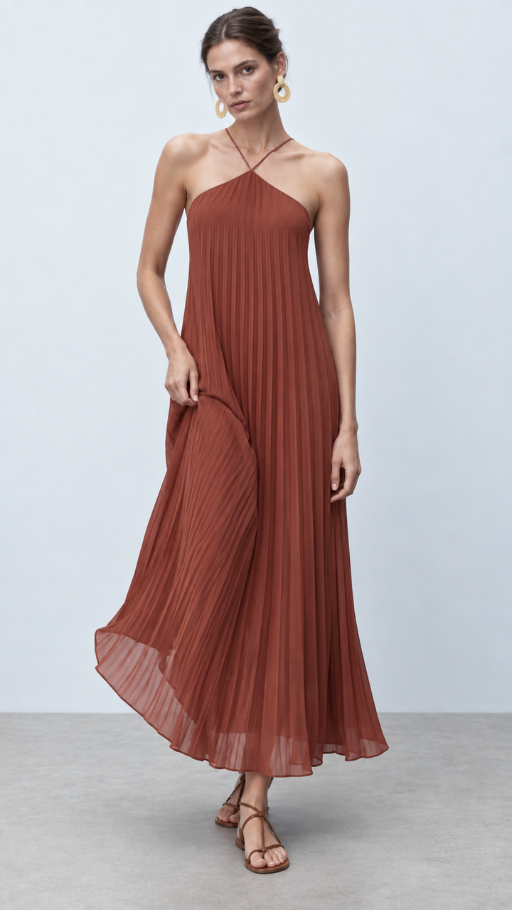 Solenne Pleated Maxi Dres