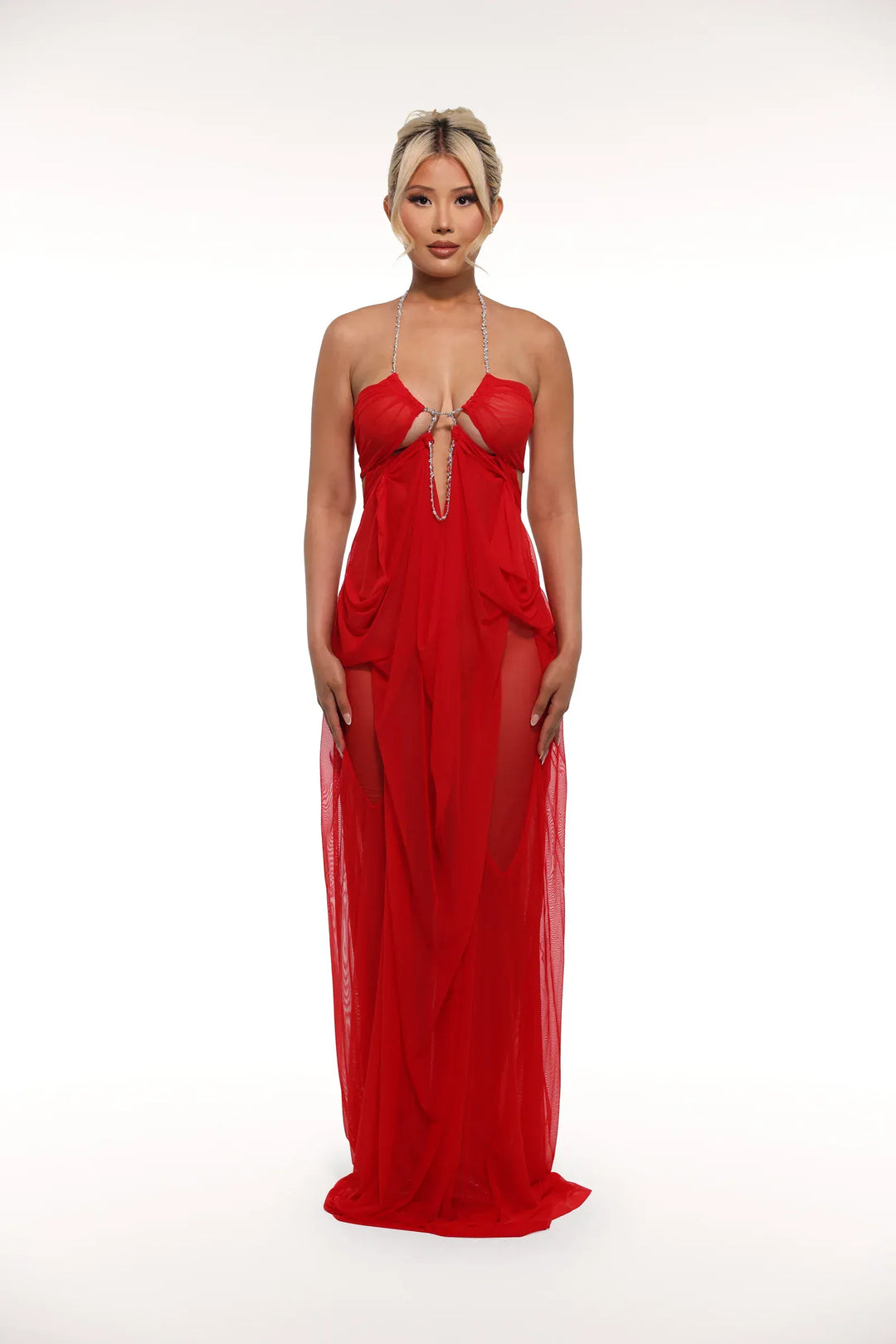 Sheer Mesh Maxi Dress