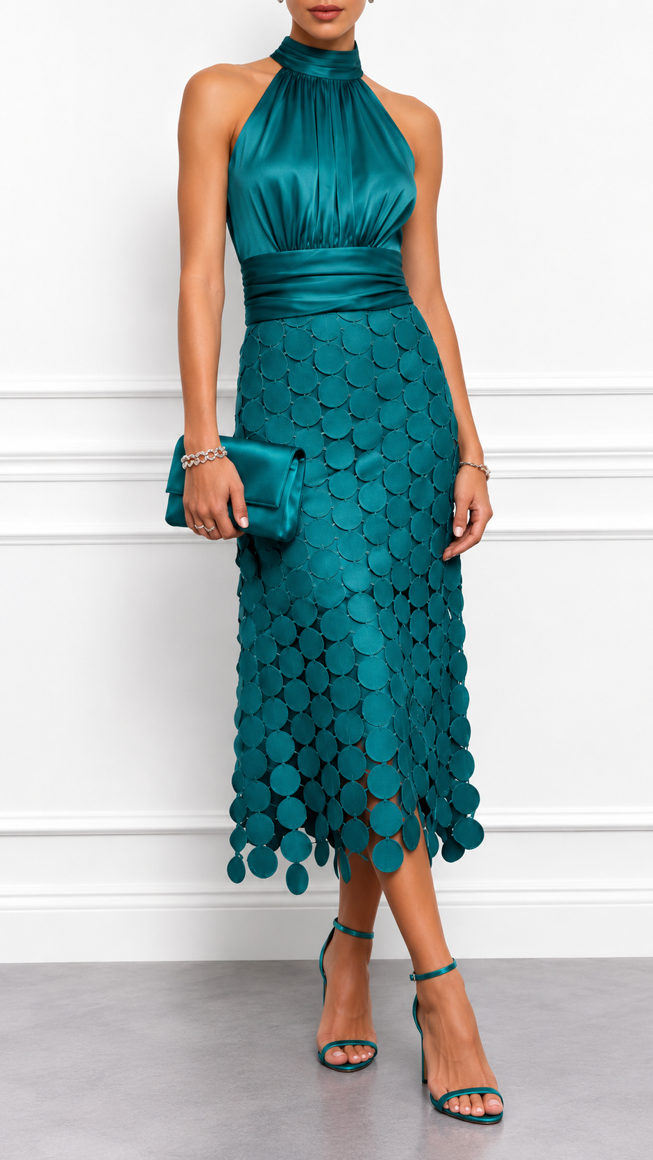 The Vivienne Satin Disc Midi Dress