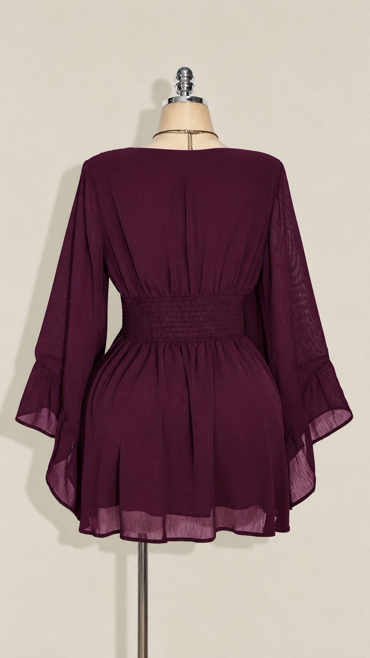 Amara Ruffle-Sleeve Mini Dress