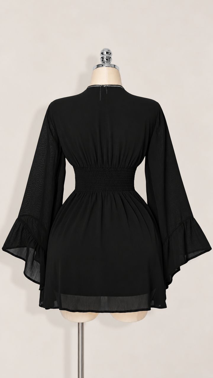 Amara Ruffle-Sleeve Mini Dress