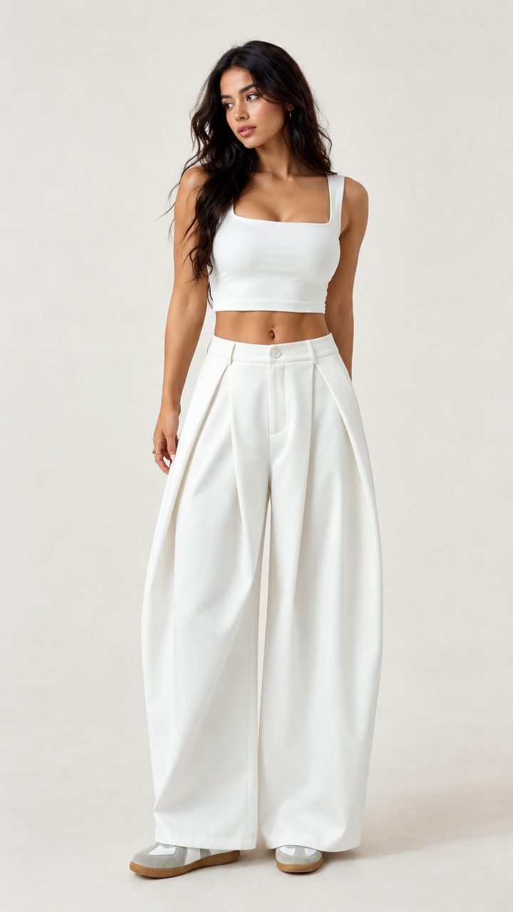 Avélia Pleated Wide-Leg Trousers