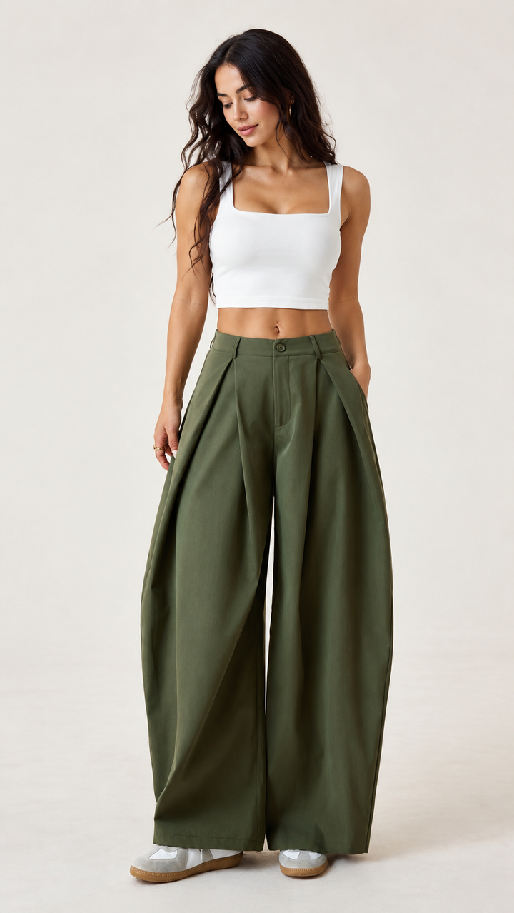 Avélia Pleated Wide-Leg Trousers