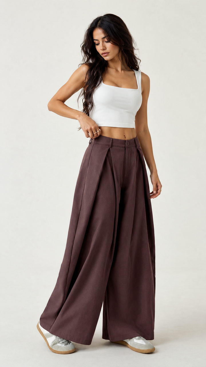 Avélia Pleated Wide-Leg Trousers