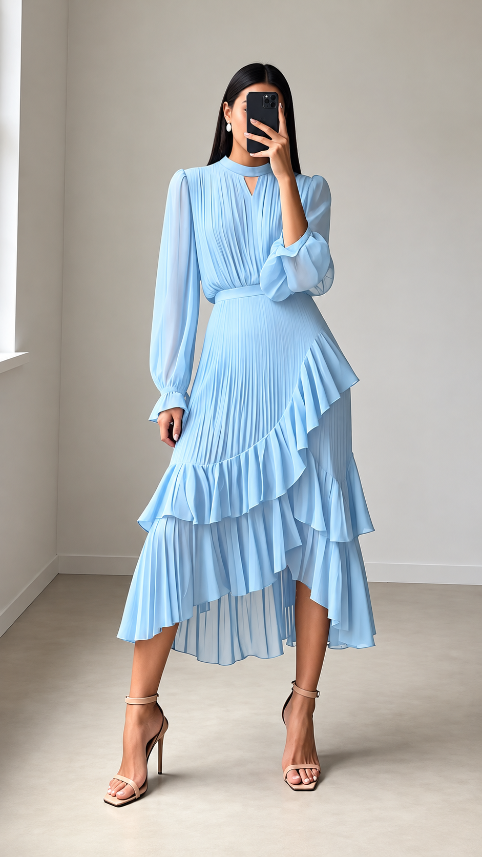 The Amara Pleated Ruffle Dress