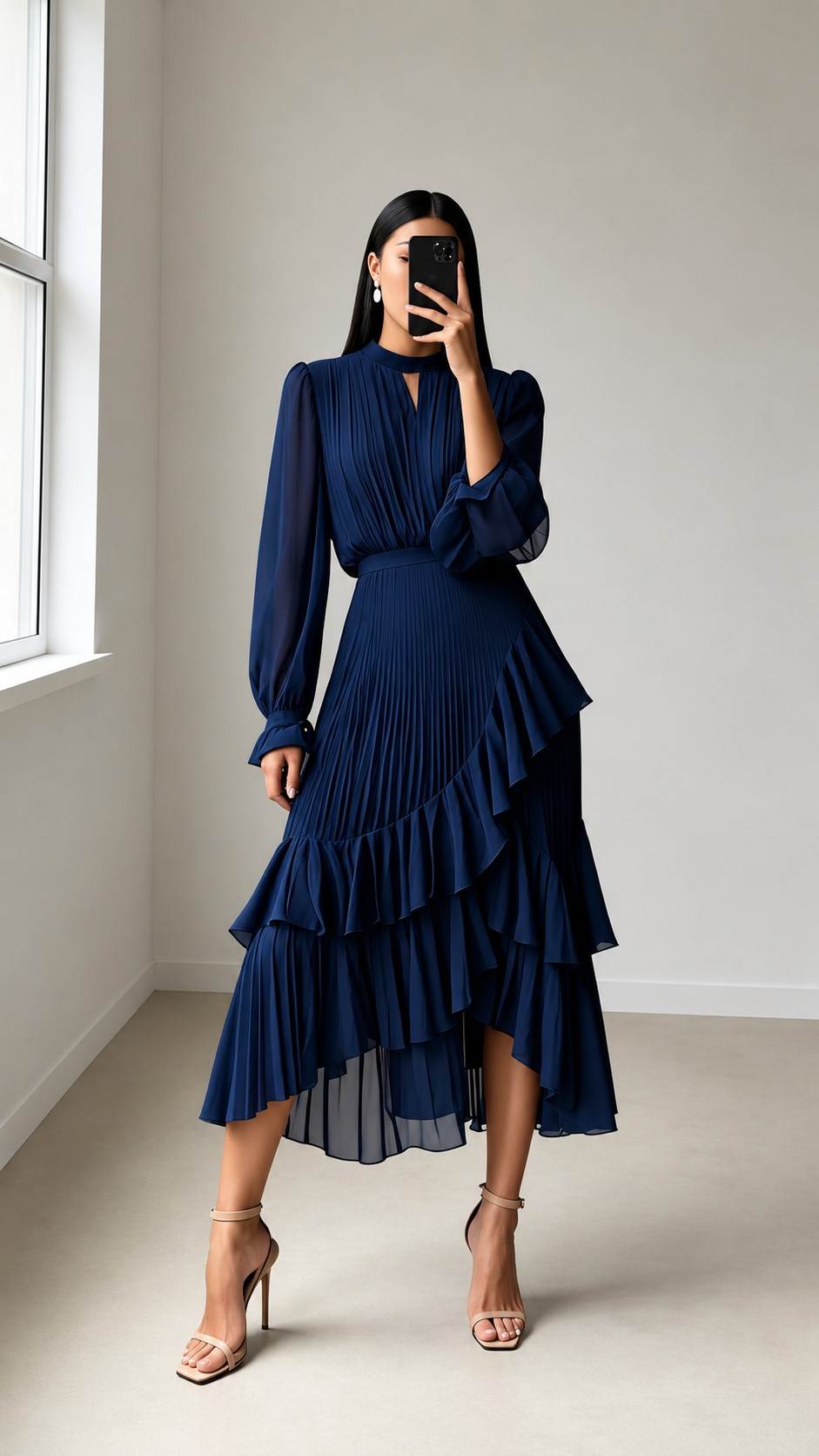 The Amara Pleated Ruffle Dress
