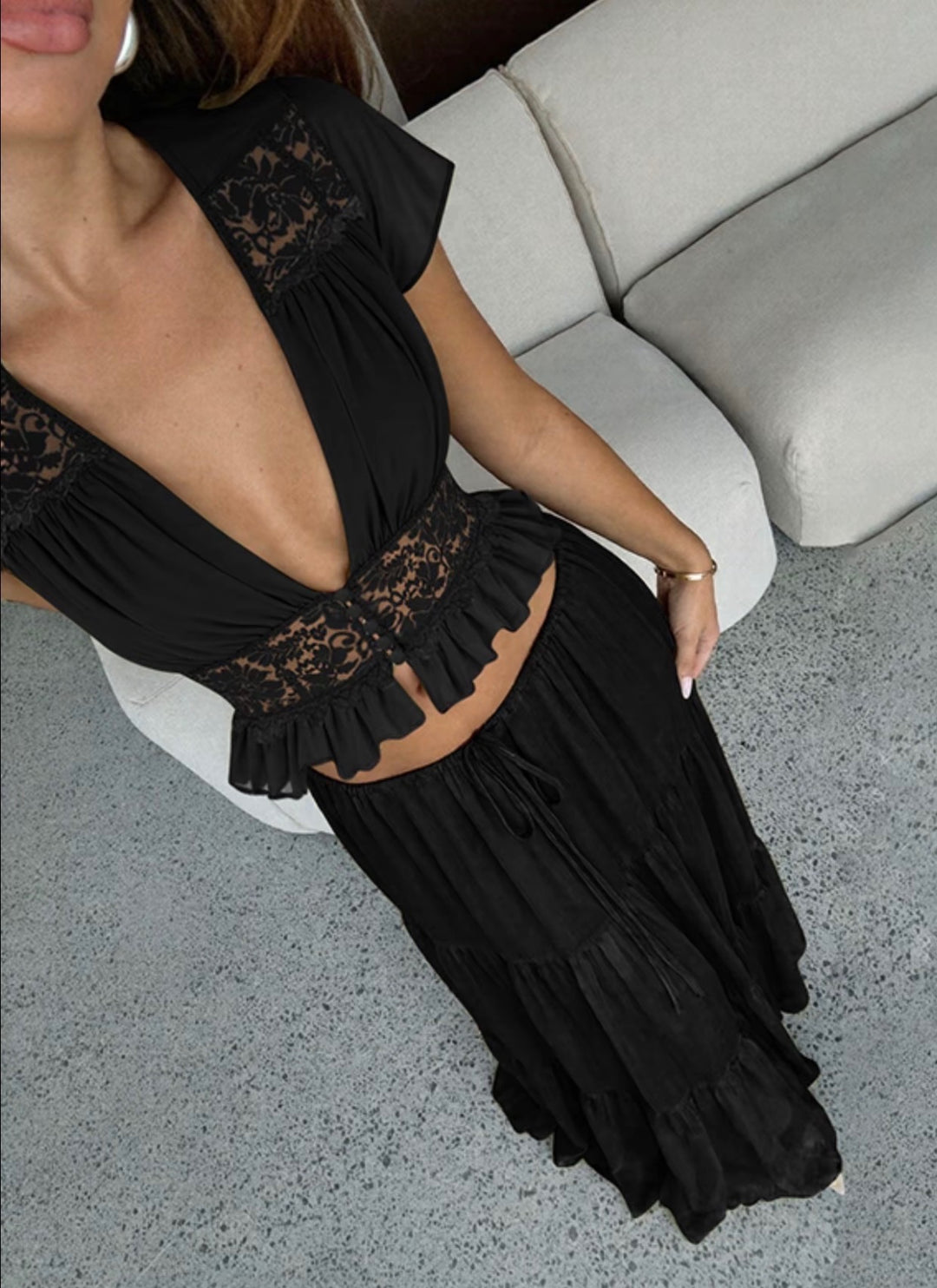 Noir Amara Lace Maxi Set