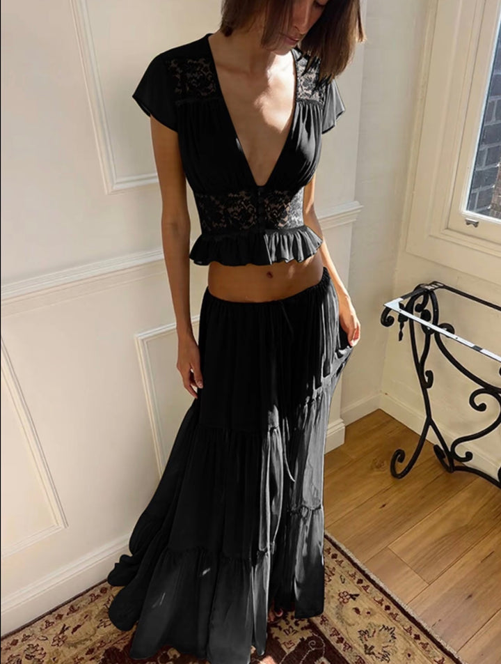 Noir Amara Lace Maxi Set