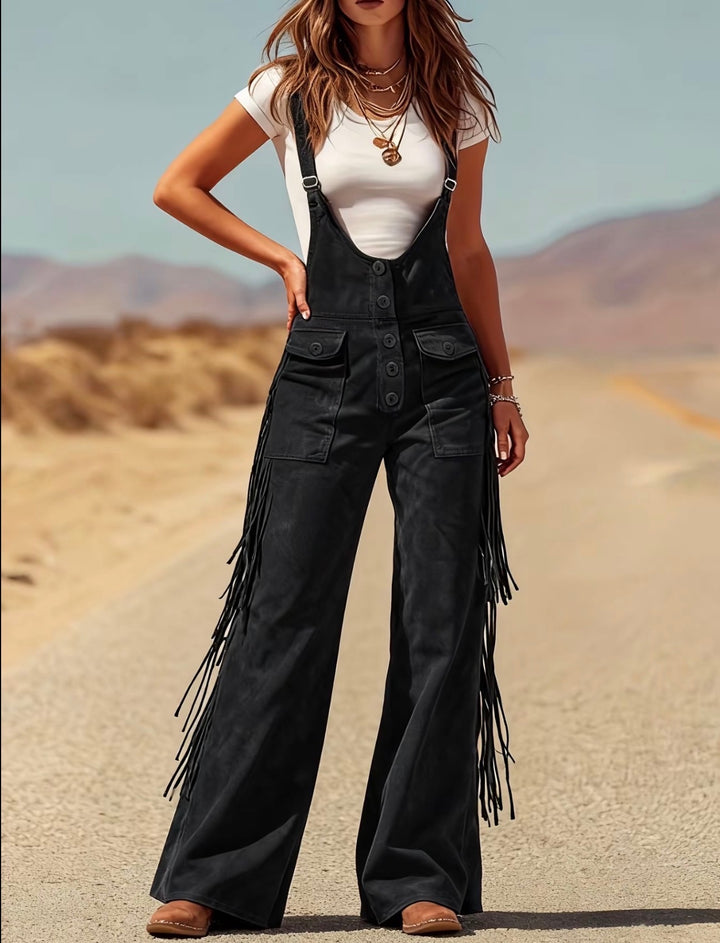 Western Luxe Fringe Suede Pants