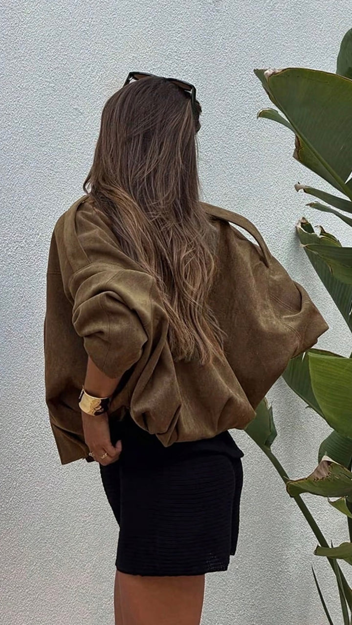 The Sienna Suede-Effect Bomber