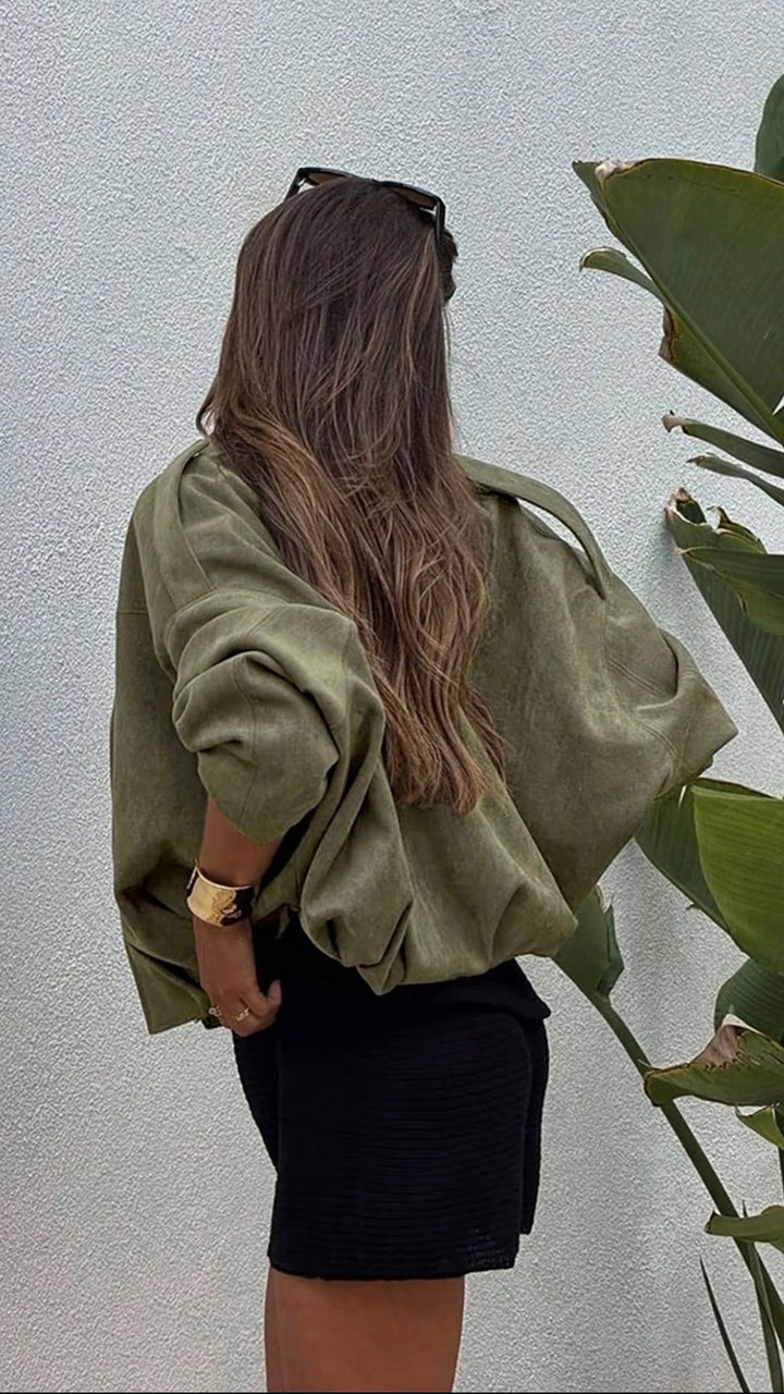 The Sienna Suede-Effect Bomber