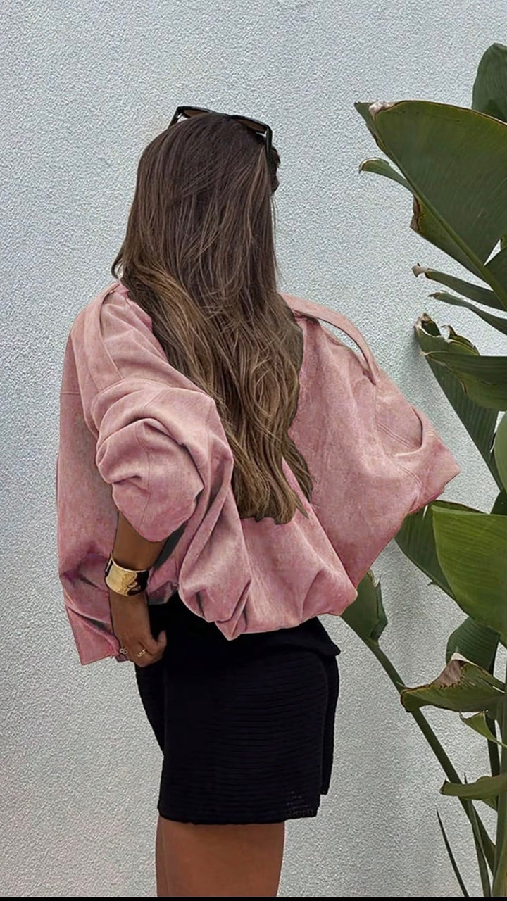 The Sienna Suede-Effect Bomber