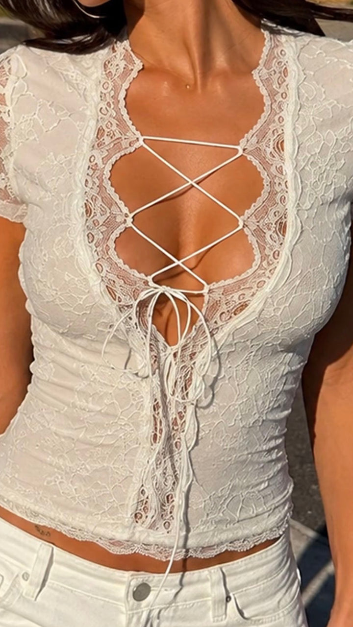 The Lace Tie-Front Top
