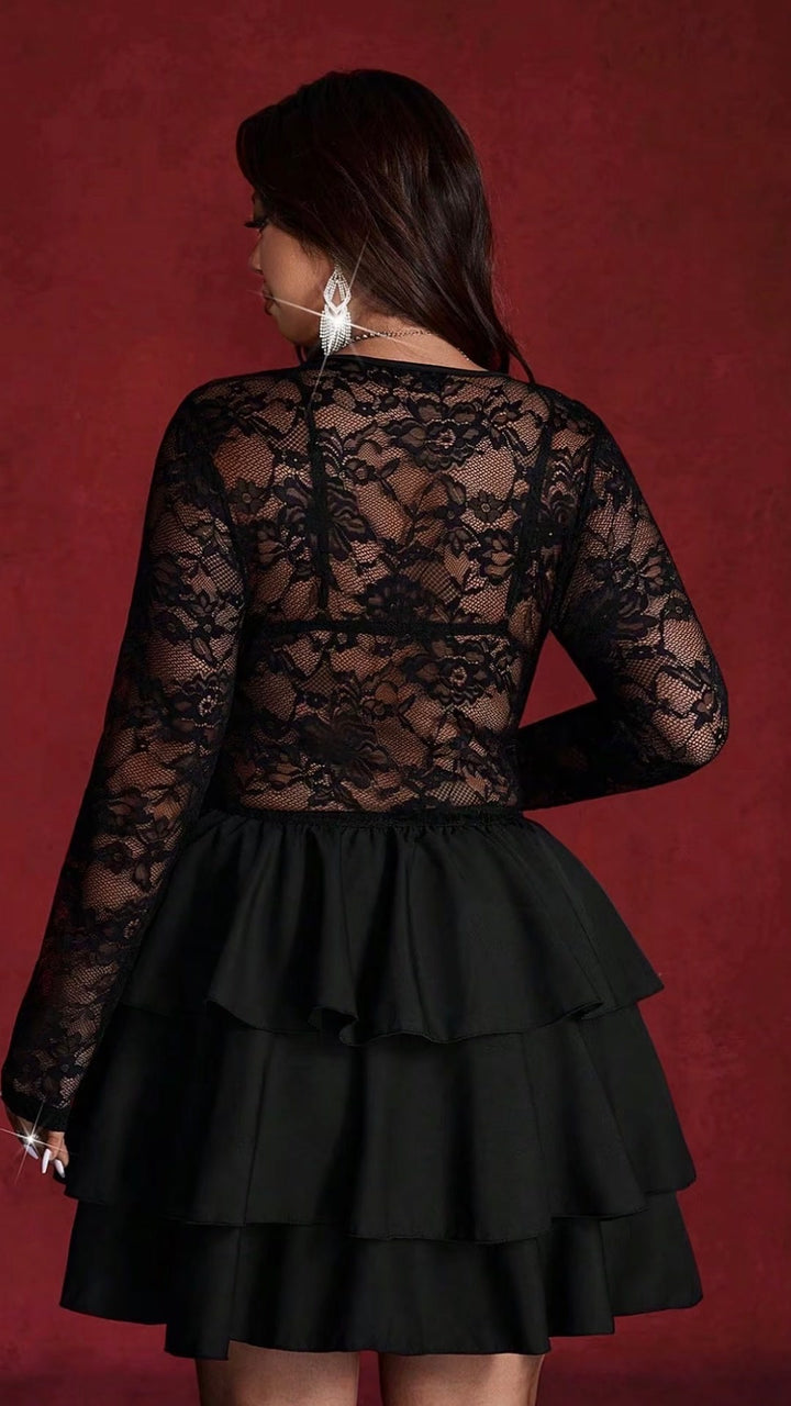 The Celeste Lace Ruffle Dress