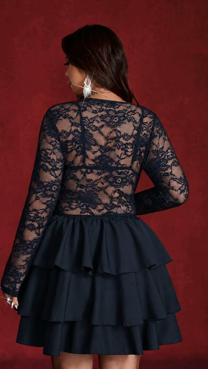 The Celeste Lace Ruffle Dress