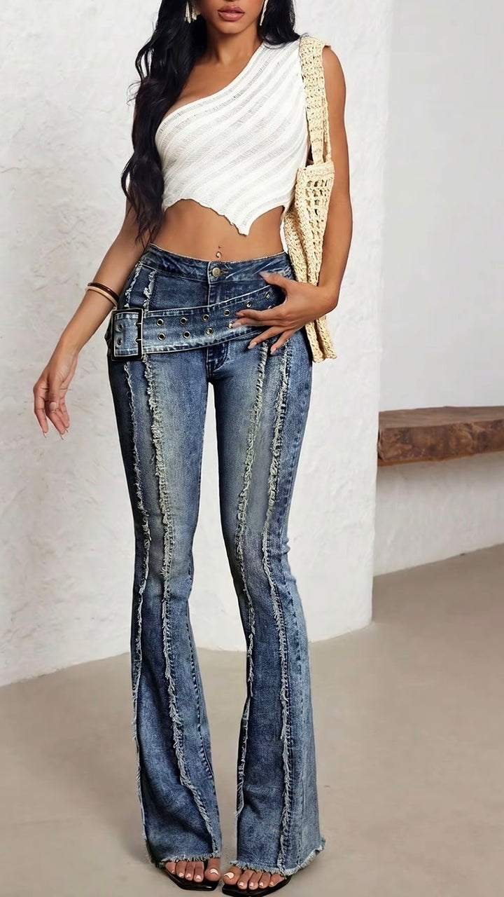 Rebel Flare Belted Jeans