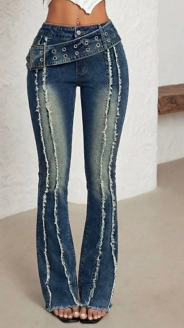 Rebel Flare Belted Jeans
