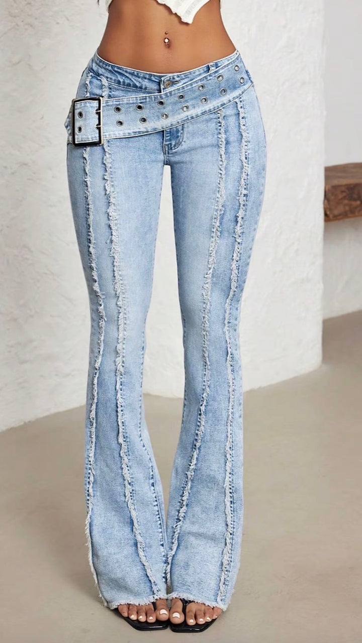 Rebel Flare Belted Jeans