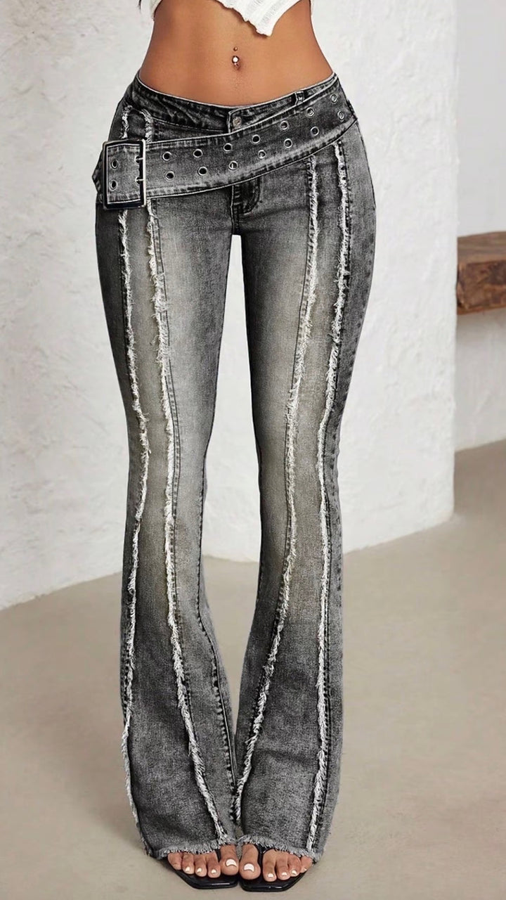 Rebel Flare Belted Jeans