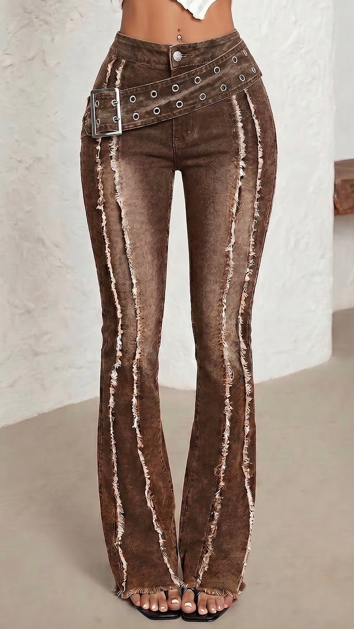 Rebel Flare Belted Jeans