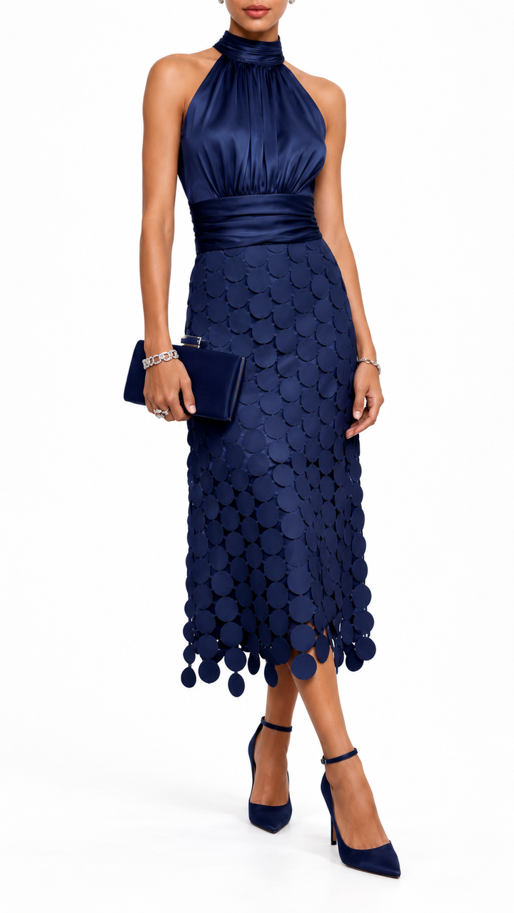 The Vivienne Satin Disc Midi Dress