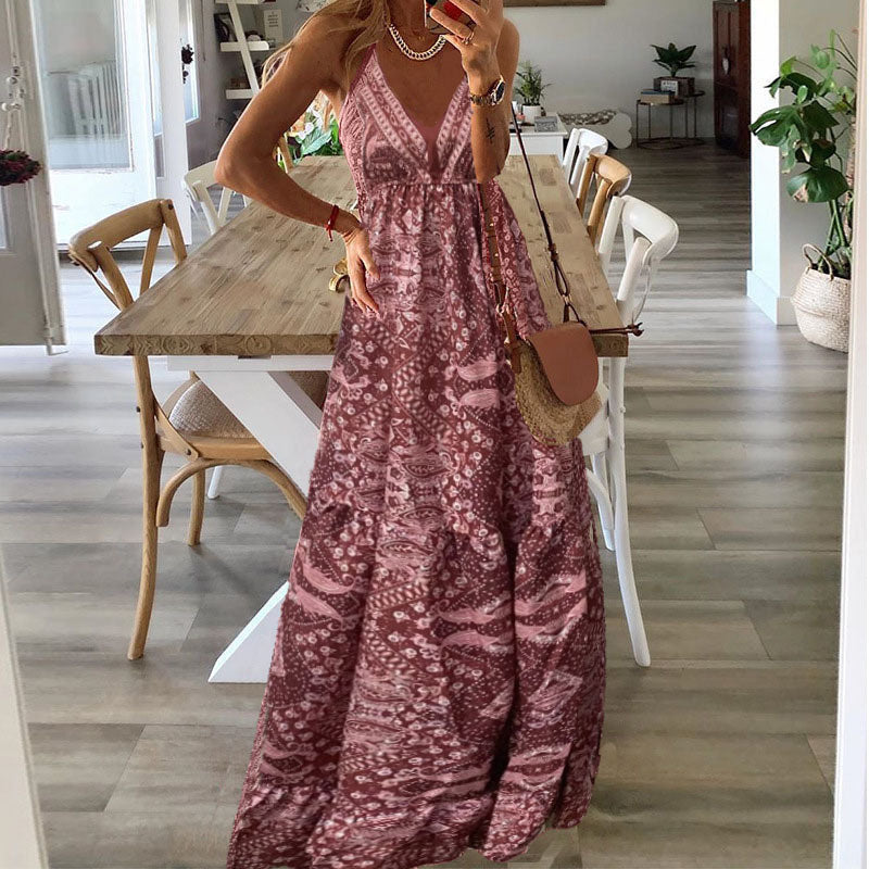 Wren - Boho Spaghetti Strap V-Neck Maxi Dress