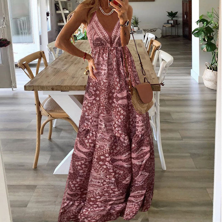 Wren - Boho Spaghetti Strap V-Neck Maxi Dress