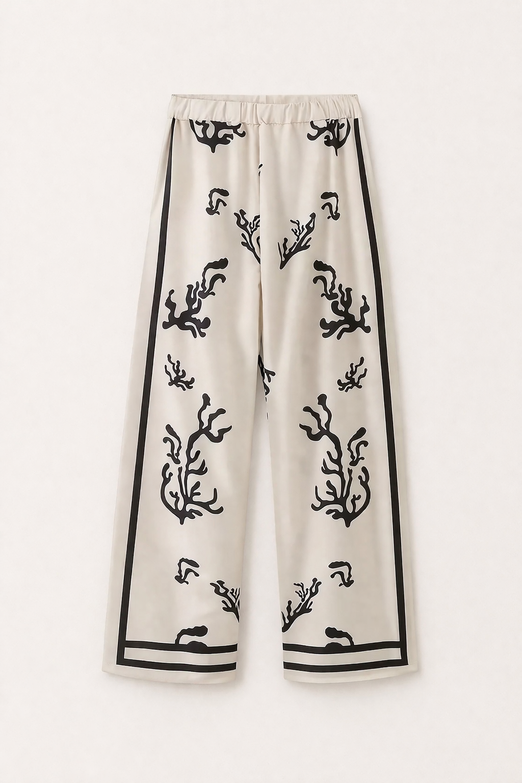 Women's elegant Peony print blouse and wide-leg trousers set