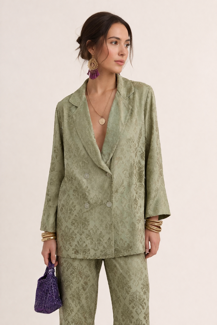 Camille Women's Elegant Floral Print Blazer and Trousers Set