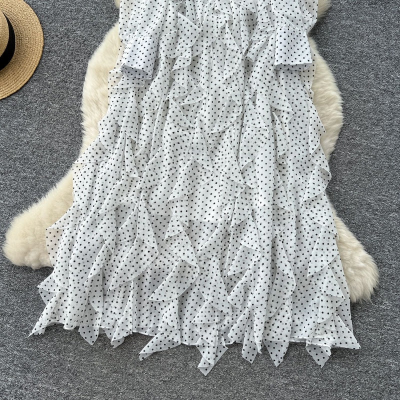 Elowen Polka Dot Mesh Maxi Dress