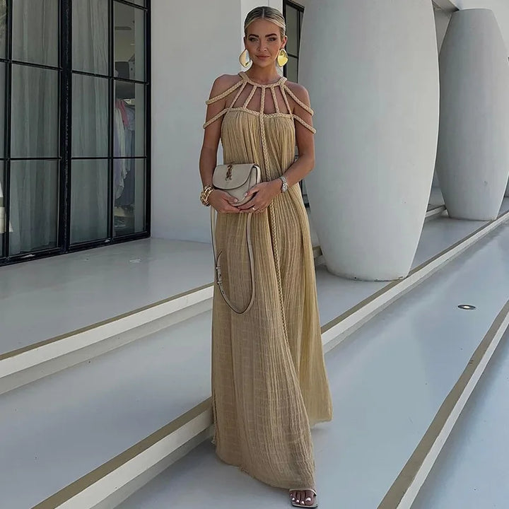 Aria” Rope Halterneck Maxi Dress