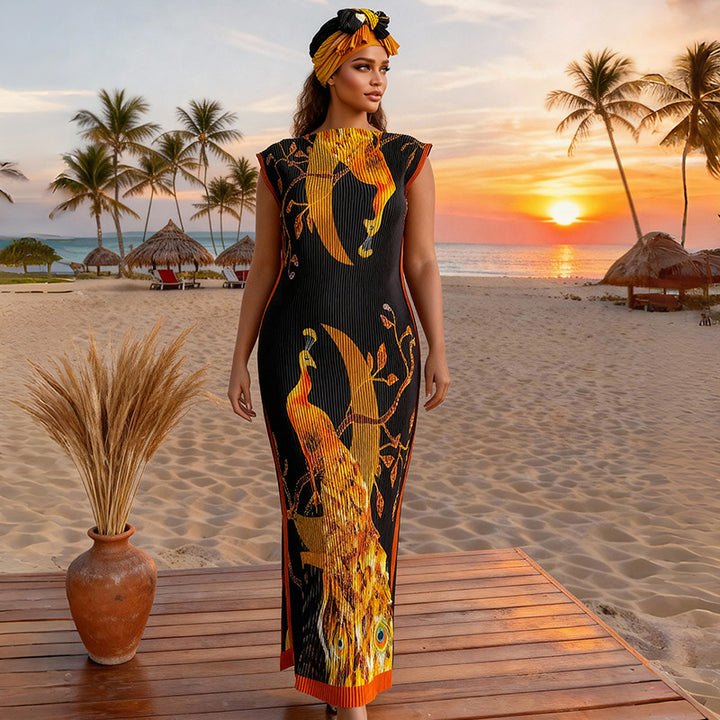 Silk Print Two-Piece Dress Set