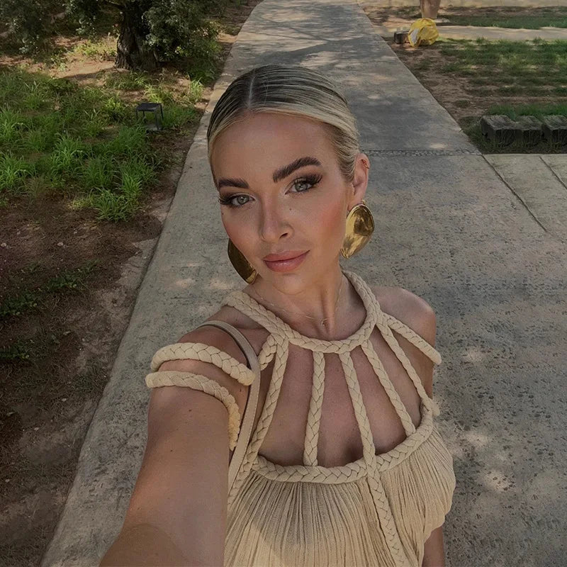 Aria” Rope Halterneck Maxi Dress