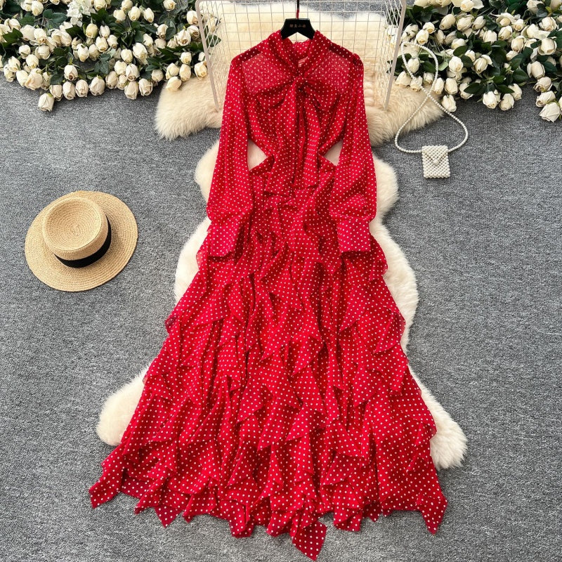 Elowen Polka Dot Mesh Maxi Dress