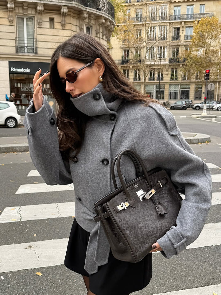 The Elowyn High-Collar Double-Breasted Coat