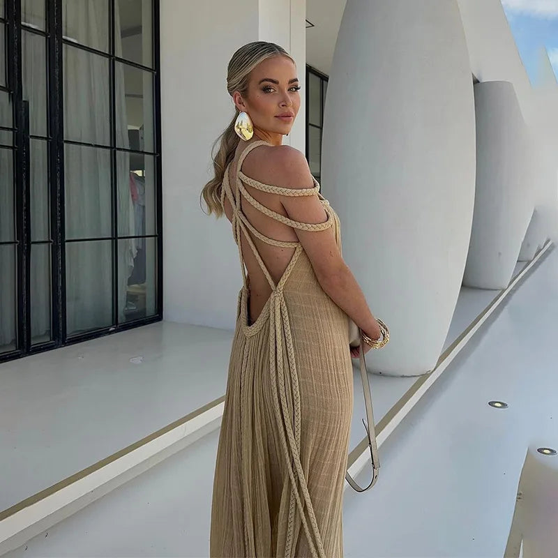 Aria” Rope Halterneck Maxi Dress