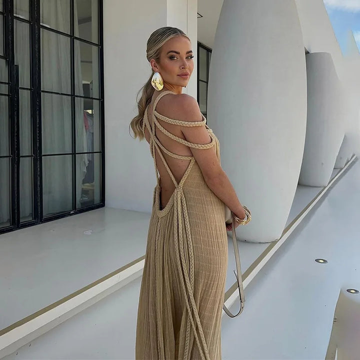 Aria” Rope Halterneck Maxi Dress