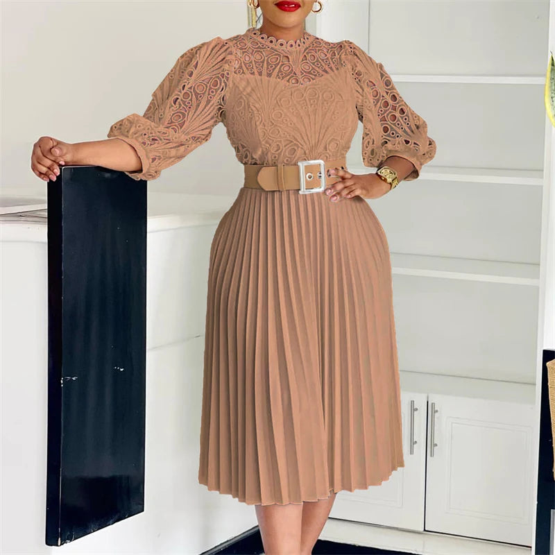 Doyerl Lace Elegance Midi Dress
