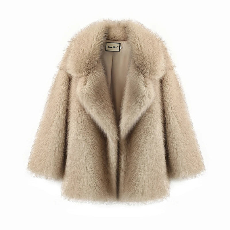 NeoMint™ Oversized Gradient Faux Fox Fur Coat