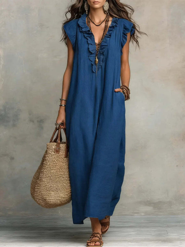 Elara Ruffle Pocket Midi Dress