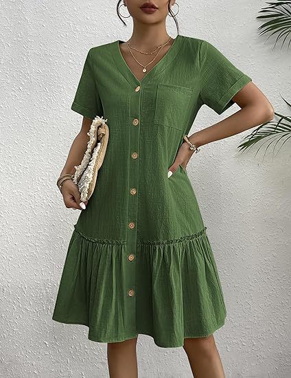 Breeza Linen Button Mini Dress