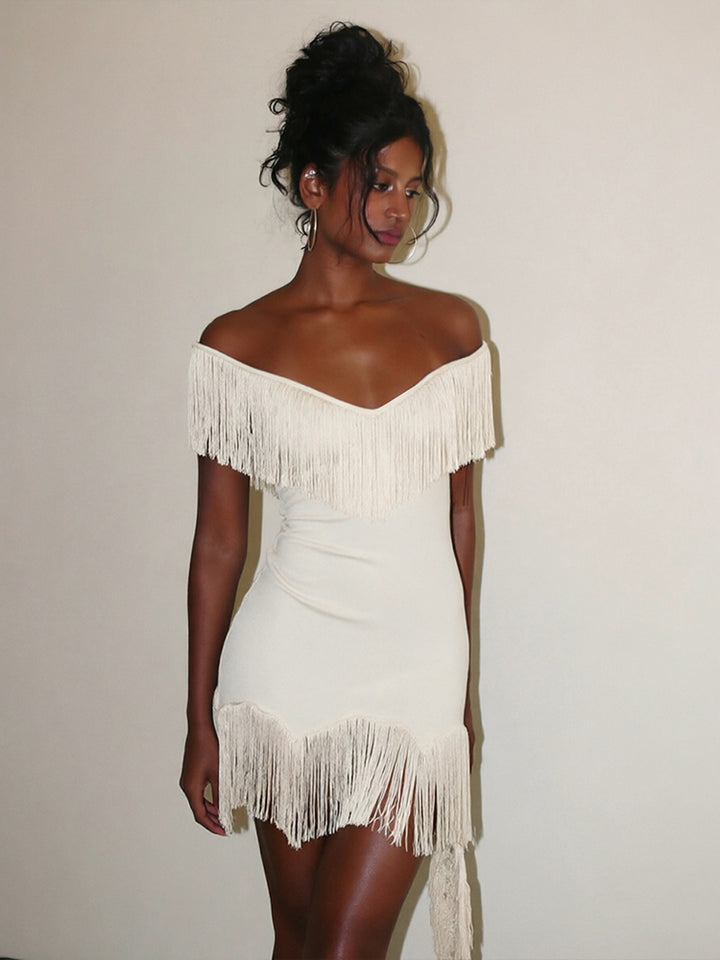 Midnight Tassel Backless Mini Dress
