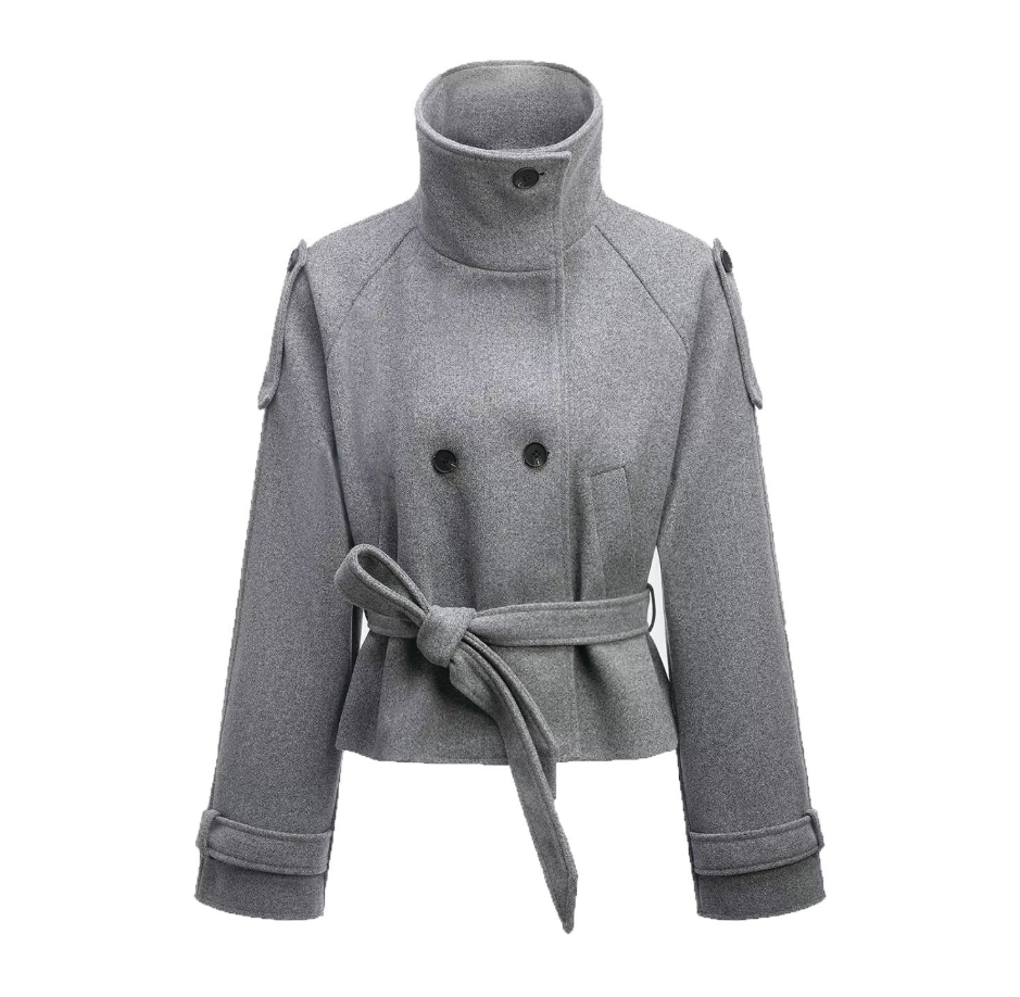 The Elowyn High-Collar Double-Breasted Coat