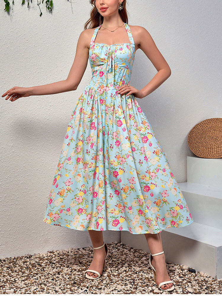 Rosalie Floral Corset Midi Dress