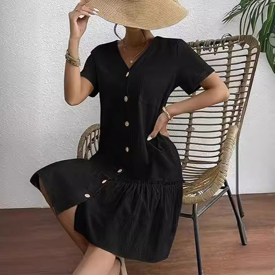 Breeza Linen Button Mini Dress