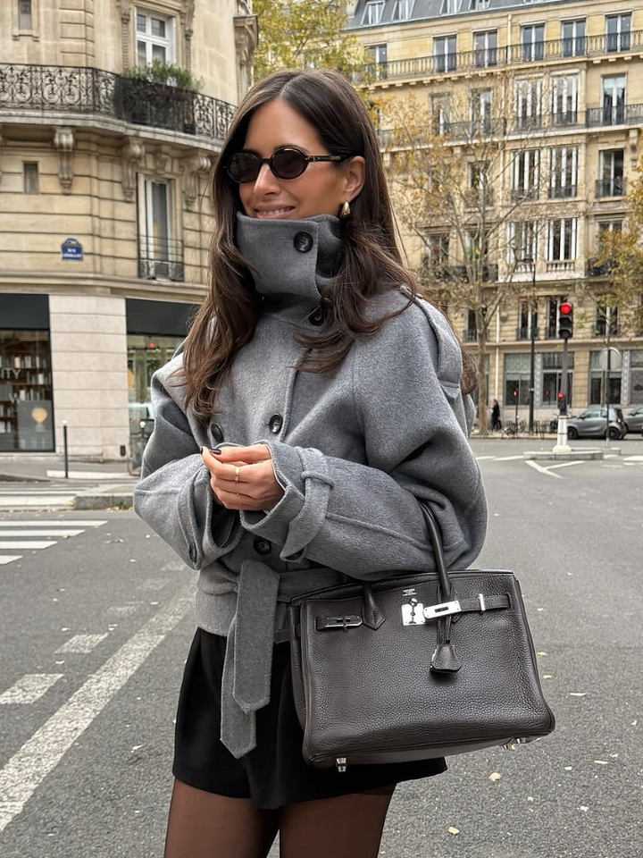 The Elowyn High-Collar Double-Breasted Coat