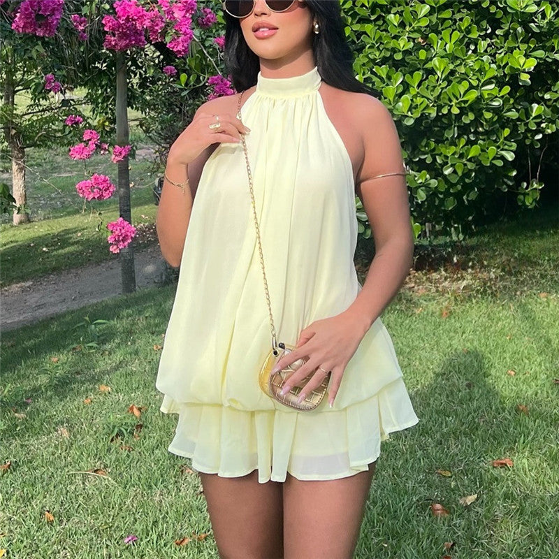 Aria Halter Ruffle Mini Dress