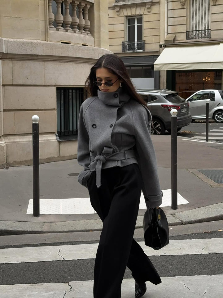 The Elowyn High-Collar Double-Breasted Coat