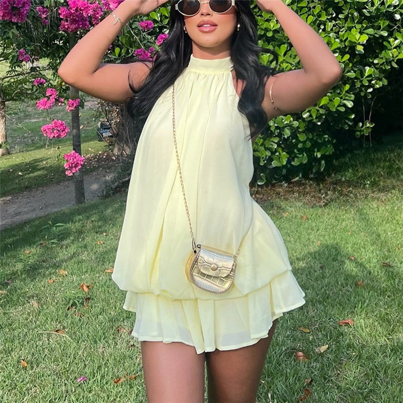 Aria Halter Ruffle Mini Dress